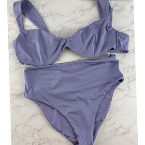Londre Sweetheart Underwire Swim Top (2X) with High Waisted Scrunch Bottoms (L)